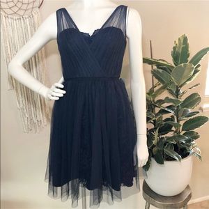 Monique Lhuittier | Blue Tulle High Waist Dress